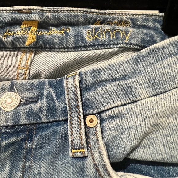 7 For All Mankind The Ankle Skinny Jeans Size 27 Floral Painted Denim - Picture 7 of 8